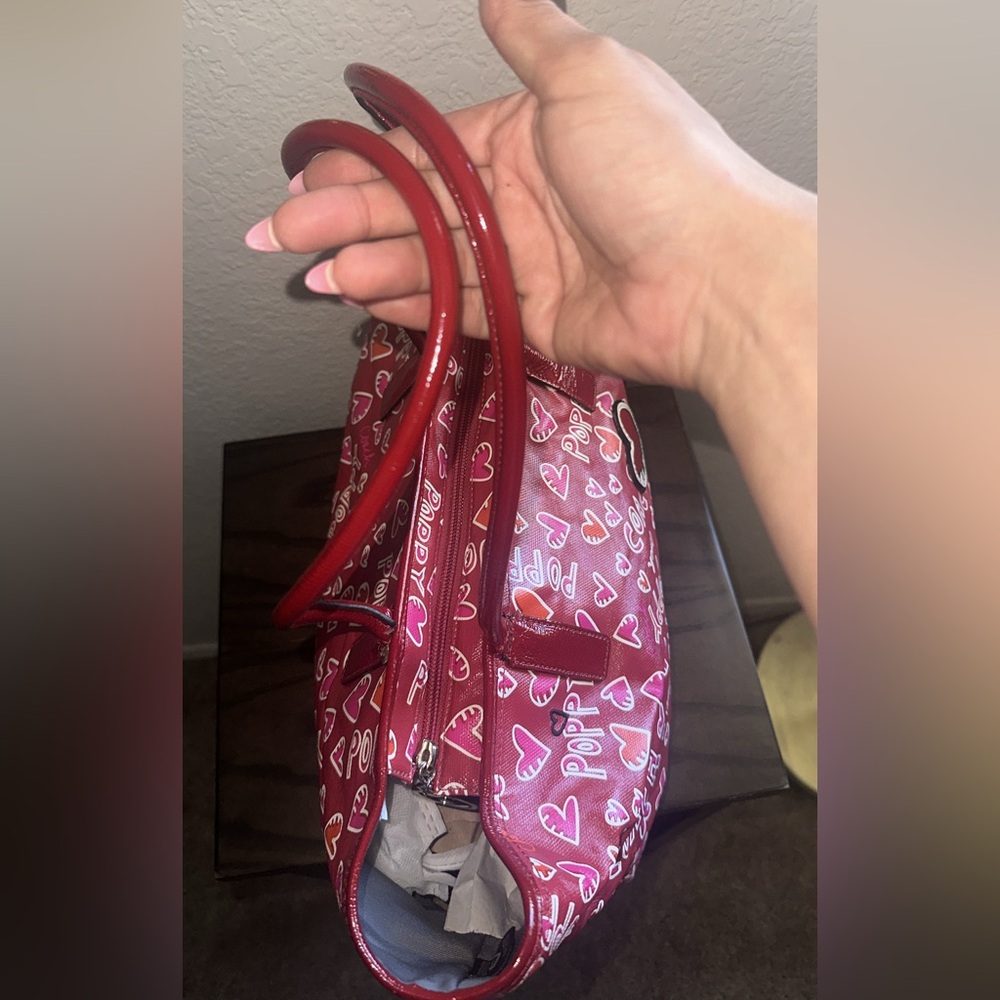 Coach Poppy Red Grafitti Heart Print Tote Bag - Picture 5 of 9